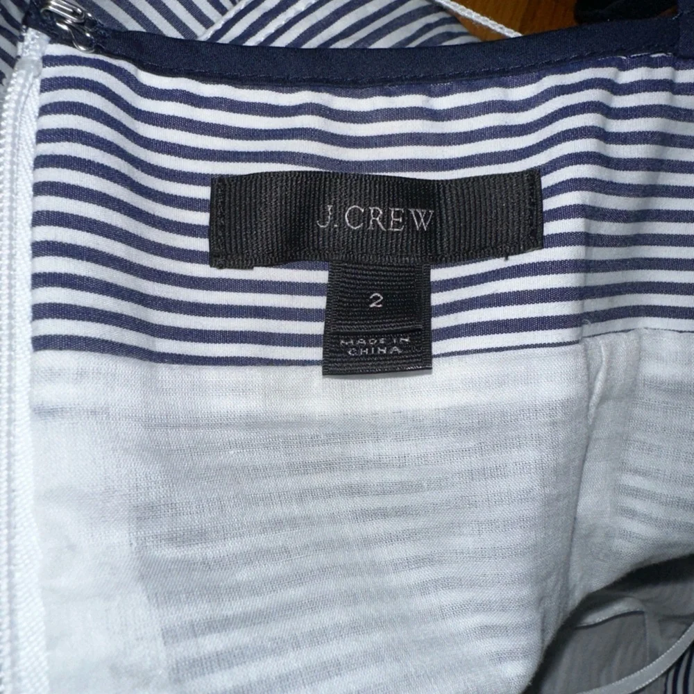 J.‎ CREW Striped Cotton Cropped Jumpsuit Tie Waist Belted Navy Blue White size 2